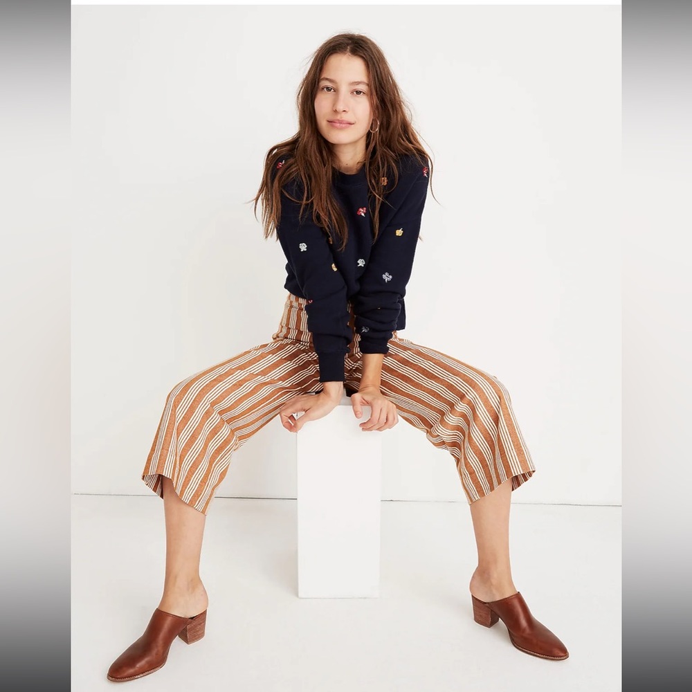 Emmett Wide-Leg Crop Pants in Stripe